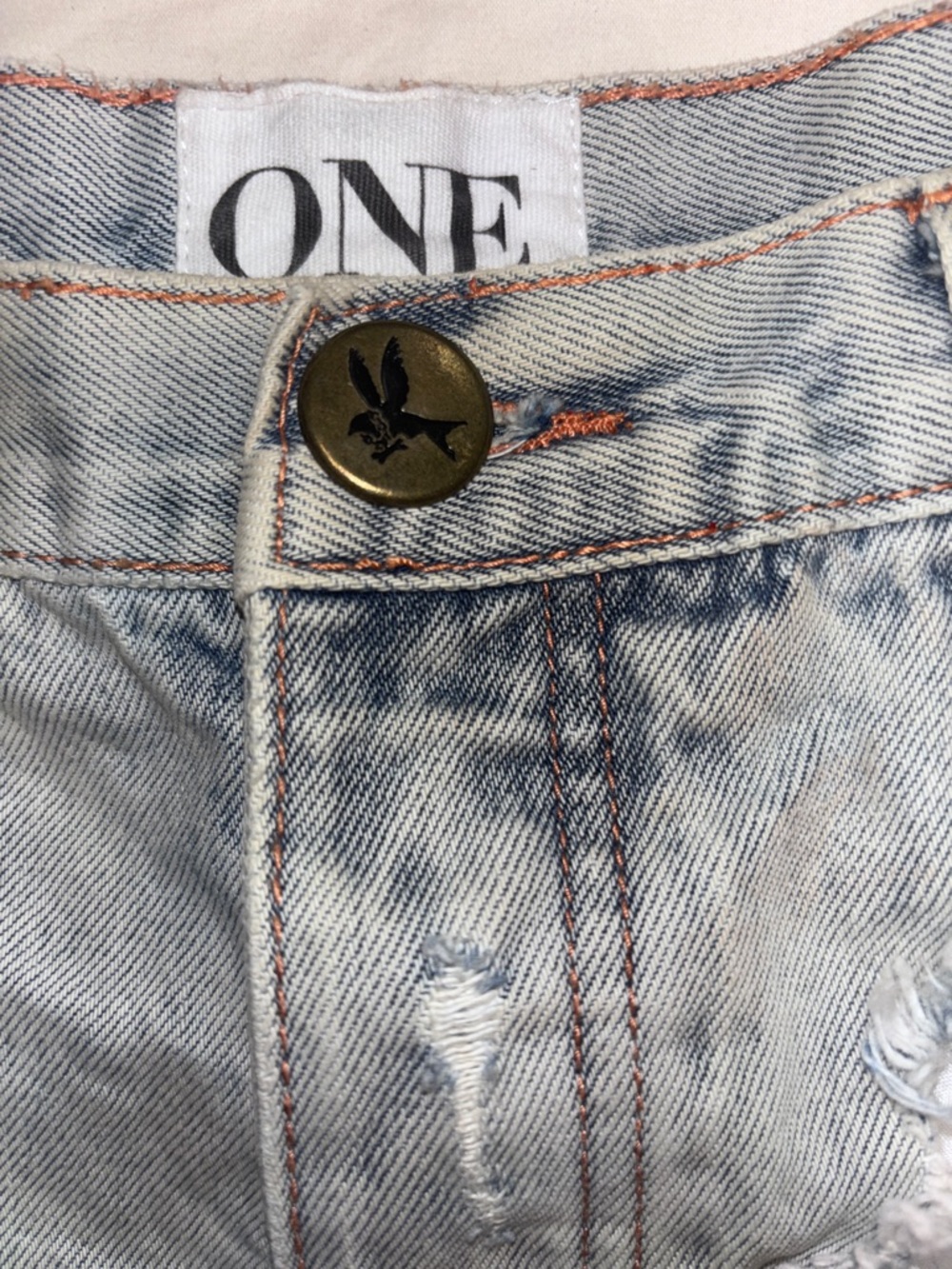 Y2K One Teaspoon Romeos Denim Cutoff Shorts streetwear grunge boho 28 light wash - Picture 10 of 12